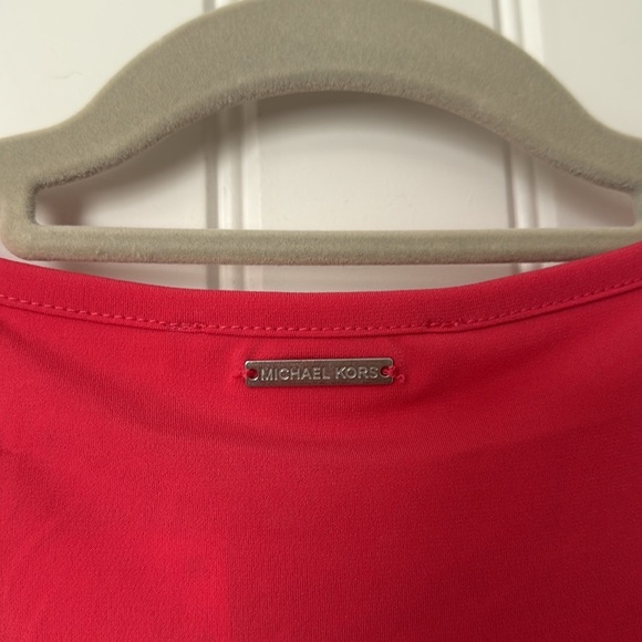 NWT!! Michael Kors - Coral - Ruched Halter Strap Long Sleeve Dress - Size Large - Picture 8 of 9